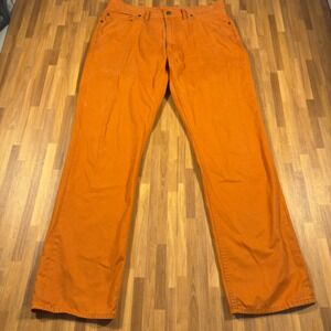 Polo Ralph Lauren Mens Orange Cotton Twill Straight Leg Pants 35x32